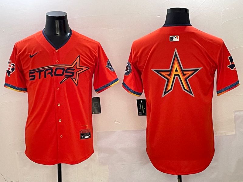 Men Houston Astros Blank Orange Five generation Joint Name 2025 Nike MLB Jersey style 4->houston astros->MLB Jersey